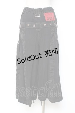 画像3: ALGONQUINS / ベルトスタッズハーフパンツ F 黒 Y-26-01-05-110-AL-PA-SZ-ZY