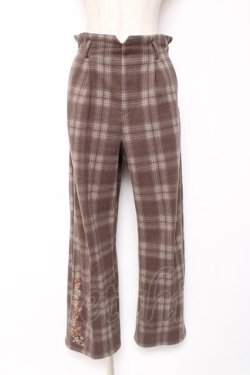 画像1: axes femme / 裾刺繍起毛ストレートパンツ L Dブラウン Y-26-01-05-114-AX-PA-SZ-ZY