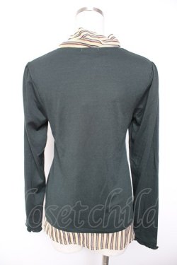 画像2: axes femme / ストライプレイヤード風トップス M グリーン Y-26-01-07-043-AX-TO-SZ-ZY