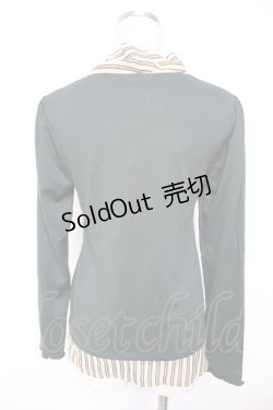 画像2: axes femme / ストライプレイヤード風トップス M グリーン Y-26-01-07-043-AX-TO-SZ-ZY