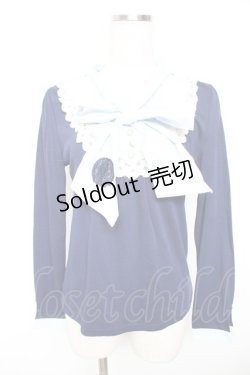 画像1: axes femme / ストライプボウタイプルオーバー M 紺 Y-26-01-07-044-AX-TO-SZ-ZI