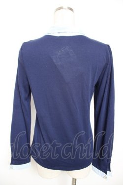 画像2: axes femme / ストライプボウタイプルオーバー M 紺 Y-26-01-07-044-AX-TO-SZ-ZY