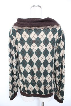 画像2: axes femme / アーガイル柄オフタートルプルオーバー M グリーン Y-26-01-07-046-AX-TO-SZ-ZY