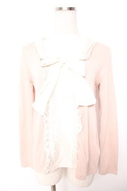 画像1: axes femme / シフォンボウタイトップス M 淡ピンク Y-26-01-07-047-AX-TO-SZ-ZY