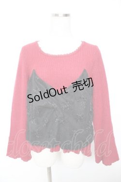 画像1: axes femme / レースレイヤードニットソー M ワイン×黒 Y-26-01-07-050-AX-TO-SZ-ZI