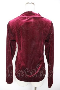 画像2: axes femme / 袖連ボタンラメベロアリブプルオーバー  ワイン Y-26-01-07-053-AX-TO-SZ-ZY