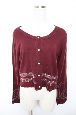 画像1: axes femme / メロディー刺繍カーディガン  ワイン Y-26-01-07-054-AX-TO-SZ-ZY