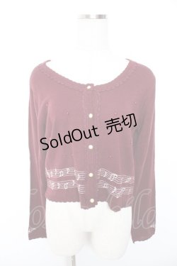 画像1: axes femme / メロディー刺繍カーディガン  ワイン Y-26-01-07-054-AX-TO-SZ-ZY