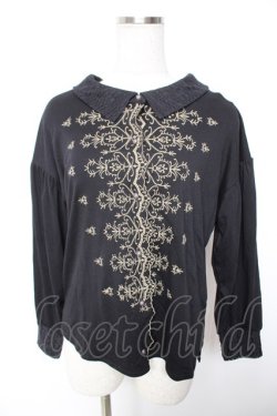 画像1: axes femme / 刺繍入シャツデザインプルオーバー M 黒 Y-26-01-07-056-AX-TO-SZ-ZY