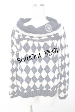 画像1: axes femme / アーガイル柄オフタートルプルオーバー M コン Y-26-01-07-060-AX-TO-SZ-ZY
