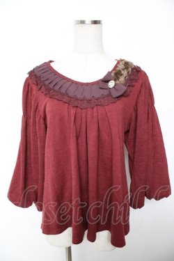 画像1: axes femme / 豪華襟バルーン袖プルオーバー M ワイン Y-26-01-07-061-AX-TO-SZ-ZY
