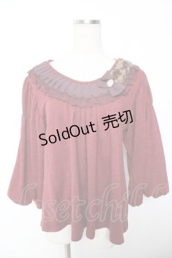 画像1: axes femme / 豪華襟バルーン袖プルオーバー M ワイン Y-26-01-07-061-AX-TO-SZ-ZY