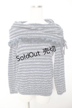 画像1: axes femme / ボーダー柄オフタートルニット M 紺Y-26-01-07-063-AX-TO-SZ-ZT589