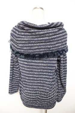 画像2: axes femme / ボーダー柄オフタートルニット M 紺 Y-26-01-07-063-AX-TO-SZ-ZY