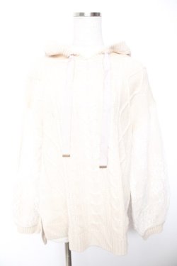 画像1: axes femme / 袖レースニットパーカープルオーバー F 生成り Y-26-01-07-066-AX-TO-SZ-ZY