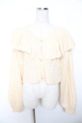 axes femme kawaii / フリル襟ショートニットカーデ M ベージュ Y-26-01-07-073-AX-TO-SZ-ZY