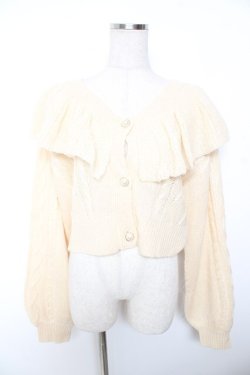 画像1: axes femme kawaii / フリル襟ショートニットカーデ M ベージュ Y-26-01-07-073-AX-TO-SZ-ZY