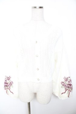 画像1: axes femme / フラワーブーケ刺繍カーデ M 生成り Y-26-01-07-074-AX-TO-SZ-ZY