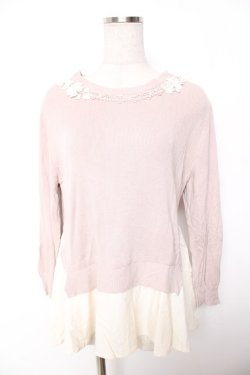 画像1: axes femme / 重ね着風レイヤードチュニ  ピンク Y-26-01-07-081-AX-TO-SZ-ZY