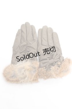 画像1: axes femme / ファー付きナイロン手袋  カーキ Y-26-01-07-010-AX-ZA-SZ-ZT444-F004