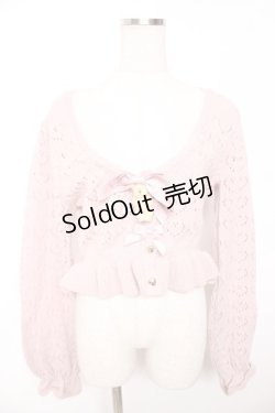 画像1: axes femme Kawaii / クマブローチニットボレロ M ピンク Y-26-01-07-083-AX-TO-SZ-ZY