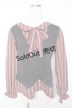 画像1: axes femme / ベスト重ね風レジメプルオーバー M ワイン×黒 Y-26-01-07-086-AX-TO-SZ-ZI