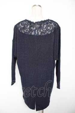 画像2: axes femme / レース切替ドルマンカーデ M 紺 Y-26-01-07-087-AX-TO-SZ-ZY