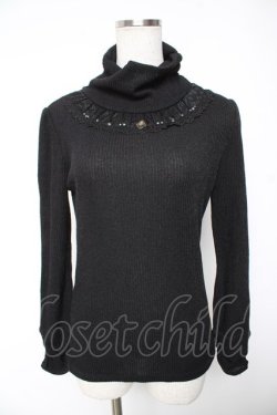 画像1: axes femme / ビジュー付きリブタートル M 黒 Y-26-01-07-089-AX-TO-SZ-ZY