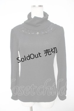 画像1: axes femme / ビジュー付きリブタートル M 黒 Y-26-01-07-089-AX-TO-SZ-ZY