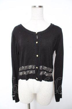画像1: axes femme / メロディー刺繍カーディガン  黒 Y-26-01-07-091-AX-TO-SZ-ZY
