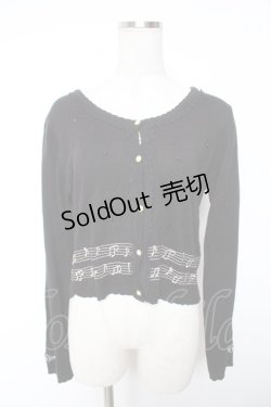 画像1: axes femme / メロディー刺繍カーディガン  黒 Y-26-01-07-091-AX-TO-SZ-ZS