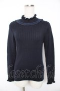 axes femme / フリルリブハイネックニット M 紺 Y-26-01-07-092-AX-TO-SZ-ZI
