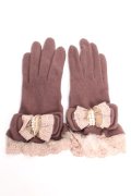 axes femme / ビッグリボン手袋  茶 Y-26-01-07-011-AX-ZA-SZ-ZY