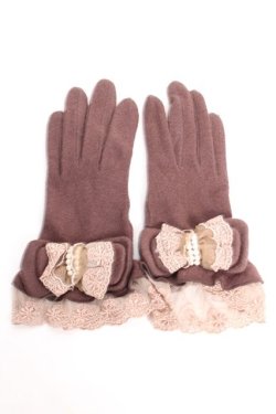 画像1: axes femme / ビッグリボン手袋  茶 Y-26-01-07-011-AX-ZA-SZ-ZY