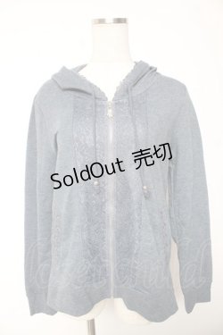 画像1: axes femme / バックチュールレースパーカー M ブルーグレー Y-26-01-07-093-AX-TO-SZ-ZY