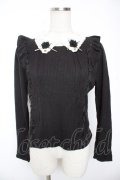 axes femme POETIQUE / フラワースカラップ襟ニットトップス M 黒 Y-26-01-07-095-AX-TO-SZ-ZY