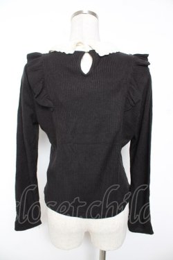 画像2: axes femme POETIQUE / フラワースカラップ襟ニットトップス M 黒 Y-26-01-07-095-AX-TO-SZ-ZY