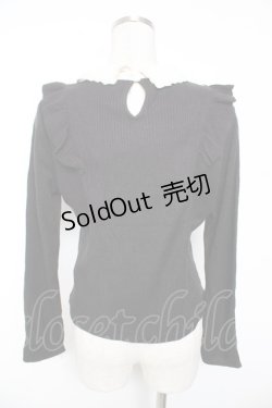 画像2: axes femme POETIQUE / フラワースカラップ襟ニットトップス M 黒 Y-26-01-07-095-AX-TO-SZ-ZS