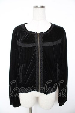 画像1: axes femme / ベロアブルゾン M 黒 Y-26-01-07-098-AX-TO-SZ-ZY