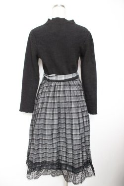 画像2: axes femme / チェック切替ドッキングワンピース M 黒 Y-26-01-07-105-AX-OP-SZ-ZY