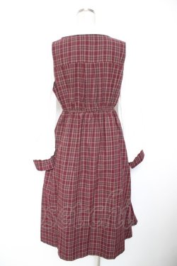 画像2: axes femme / 襟刺繍ドッキングワンピース  白×ワイン Y-26-01-07-106-AX-OP-SZ-ZY