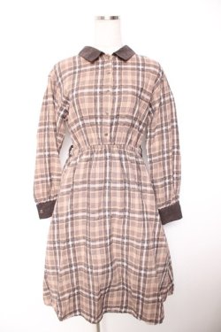 画像1: axes femme / モールチェック柄シャツワンピース M 茶 Y-26-01-07-107-AX-OP-SZ-ZY