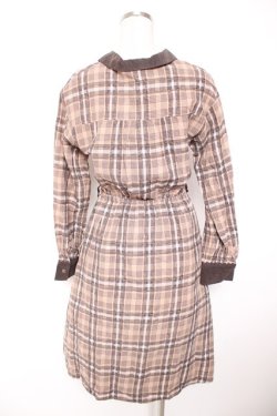 画像2: axes femme / モールチェック柄シャツワンピース M 茶 Y-26-01-07-107-AX-OP-SZ-ZY