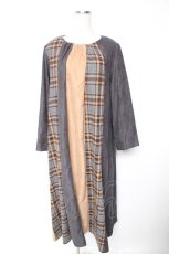 画像1: axes femme / チェック柄切替ワンピース M チャコール Y-26-01-07-110-AX-OP-SZ-ZT075 (1)