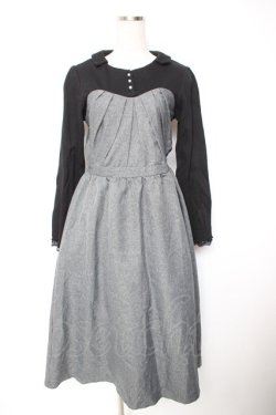 画像1: axes femme / レイヤード風ワンピース  黒×グレー Y-26-01-07-111-AX-OP-SZ-ZY