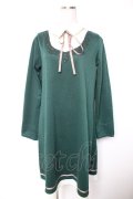 axes femme / 襟デザインAラインカットワンピース M グリーン Y-26-01-07-112-AX-OP-SZ-ZY