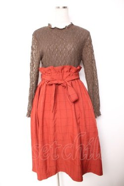 画像1: axes femme / レースドッキングワンピース M アカ Y-26-01-07-113-AX-OP-SZ-ZY