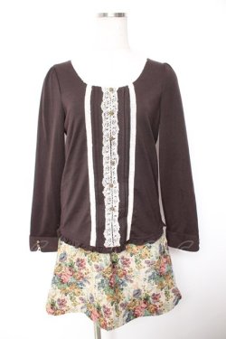 画像1: axes femme / ゴブランドッキングワンピース M 茶 Y-26-01-07-114-AX-OP-SZ-ZY