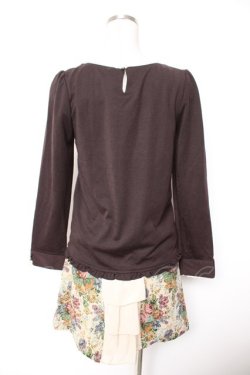 画像2: axes femme / ゴブランドッキングワンピース M 茶 Y-26-01-07-114-AX-OP-SZ-ZY