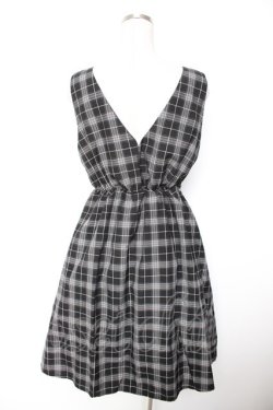 画像2: axes femme / チェック柄ジャンスカ M 黒 Y-26-01-07-117-AX-OP-SZ-ZY